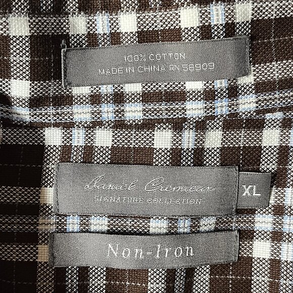 Daniel Cremieux Signature Collection Men Long Sleeve Shirt XL Brown White Plaid - Picture 5 of 10